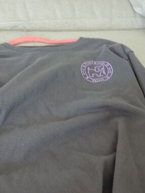 Kids Long-Sleeve Crewneck Top in Black with Purple Accent
